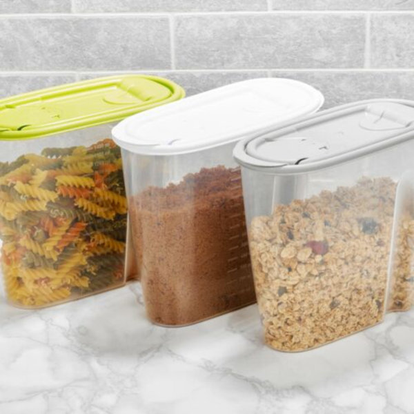 Belfry Kitchen 3 Pcs Airtight Plastic Dry Food Cereal Kitchen Storage
